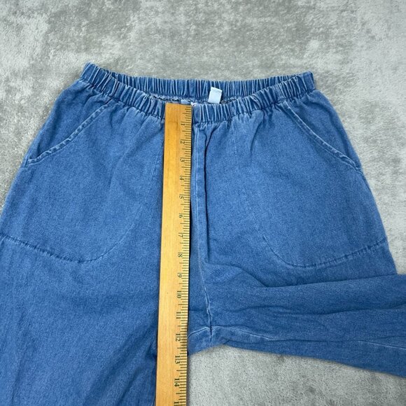 Elastic Waist Pull-On Blue Denim Pants With Pockets Womens MP a1324 - Picture 4 of 9